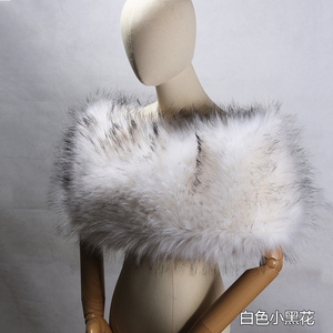 Châle de luxe pour femme en fausse fourrure blanche, cape élégante en fausse fourrure de renard pour mariée - Product Image 3