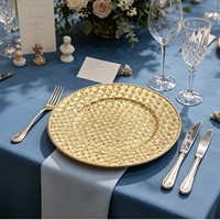 Robuste Glitzernde Goldene Gewebte Kunststoff-Platzteller für Hochzeiten Silvester Disco-Partys Tischdekoration