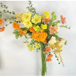 Décorations de mariage <span class=keywords><strong>orange</strong></span>, jaunes et champagne avec fleurs artificielles, arrangements floraux, décorations pour fêtes d'anniversaire - Product Image 6