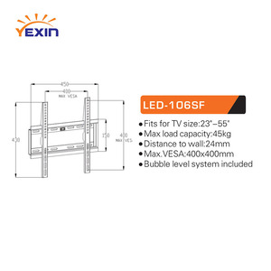 LED-106SF phổ cấu hình thấp <span class=keywords><strong>TV</strong></span> Wall <span class=keywords><strong>Mount</strong></span> cho 23 "-55" <span class=keywords><strong>LCD</strong></span> <span class=keywords><strong>TV</strong></span> lên đến 99lbs Max Vesa 400x400mm Cố định Bracket - Product Image 3