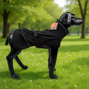 Veste pour chien en softshell à col haut, noire, taille M, imperméable, vêtements chauds d'hiver pour animaux de compagnie pour les sports de plein air - Product Image 2