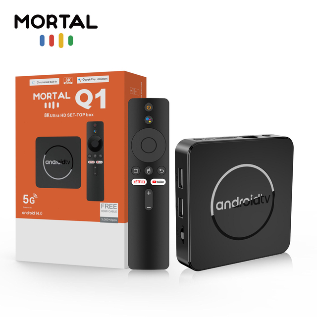 TV BOX Mortal Q1 Android 14.0 4K Allwinner H313 Set Top Box 2.4G5.8G Dual WIFI Mail-G31 MP2 HDR10+ Streaming Media Player