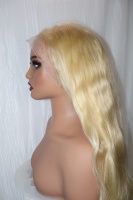 Perruque brésilienne en cheveux humains Remy blonds de qualité supérieure 12A, ondulée, avec dentelle frontale 13x4, sans colle, densité 300%, longue, avec cheveux de bébé naturels