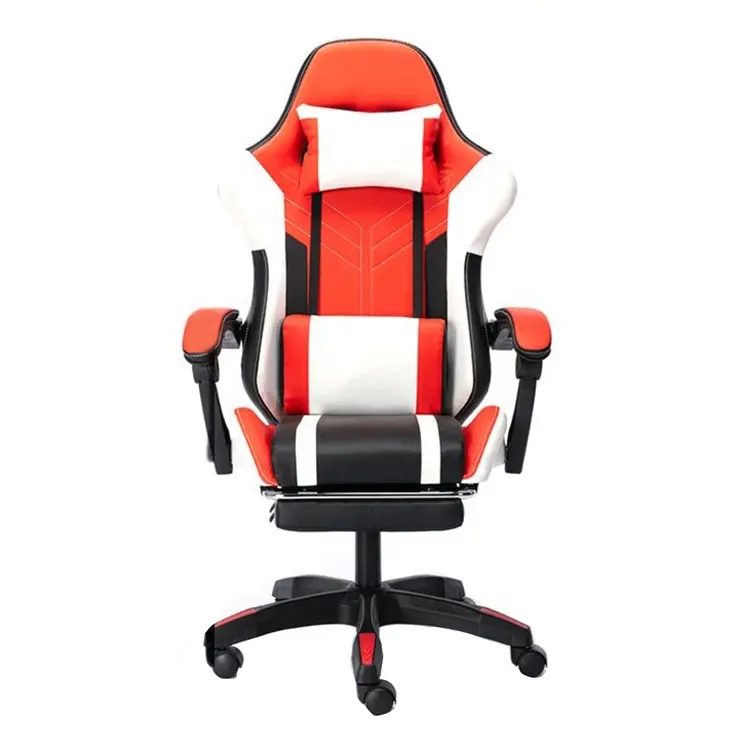 Cyber Cafe için yeni tasarım kırmızı beyaz oyun simülatörü sürüş koltuk ergonomik yarış Gamer Silla ayak dayayacaklı sandalye