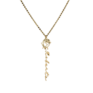 Collana Personalizzata con <span class=keywords><strong>Nome</strong></span> e <span class=keywords><strong>Fiore</strong></span> di Nascita per Anniversario Femminile, Catena in Acciaio Inossidabile Placcato Oro 18K, Ciondolo Romantico Personalizzato - Product Image 3