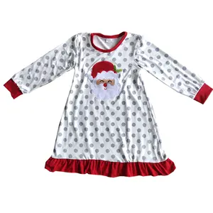 Новинка, оптовая продажа, бутик детской одежды, юбка с длинным рукавом и принтом Санта-Клауса для девочек