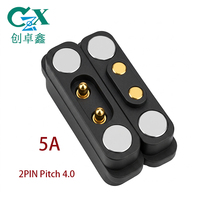 Connecteur magnétique Pogo Pin personnalisé à 2 broches, pas de 4,0 mm, plaqué or, 5A