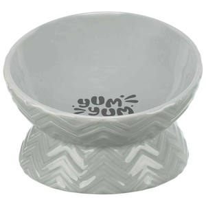 Comedero Elevado de Cerámica para Mascotas, 0.35 L, Gris, Diseño Chevron, Yum Yum Design - Product Image 1