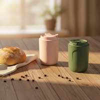 Gobelet isotherme à double paroi en acier inoxydable pour voyage, 220 ml, 380 ml, tasse à café avec couvercle rabattable