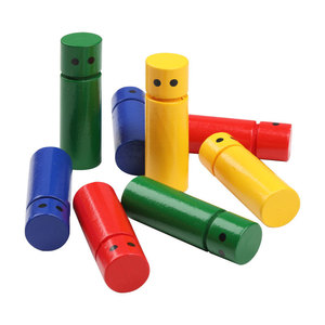 Poupée en bois colorée de 70mm, figurine à tête plate pour enfants, jouet éducatif en psychologie, unisexe, âge 2 à 4 ans - Product Image 3