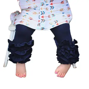 Güz kış sıcak pamuk düz renk üçlü Ruffles tayt uzun sıkı pantolon tüp bebek kız erkek çocuk çocuk buzlanma pantolon