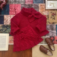 Jupe pull en laine rouge mignonne pour Noël et le Nouvel An, jupe écharpe chaude d'hiver à lacets pour fillette