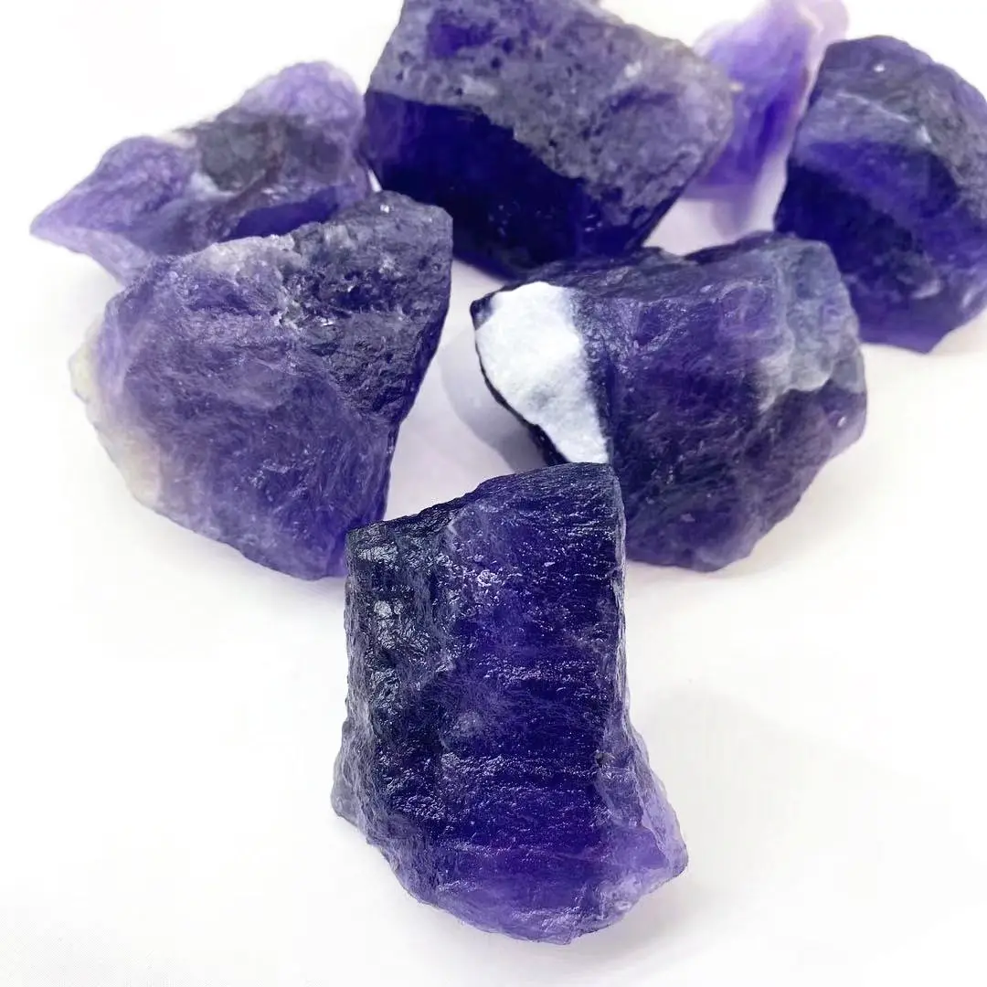 Natural crystal crafts quartz material healing stone mineral rocks purple fluorite stone