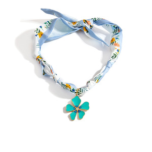 Collar con colgante de flor de aleación de zinc, diseño floral de esmalte azul para mujer, regalo, joyería XL31809 - Product Image 5