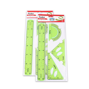 Foska trở lại trường học bán buôn Nhà cung cấp 30/60 và 45/90 tam giác Cai Trị hình học Toán thước đo góc uốn cong Cai Trị 30 cm nhựa - Product Image 1