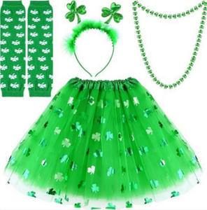 Conjunto de Joyería para el Día de San Patricio y Festival Irlandés: Collar con Forma de Trébol y Calcetines de Gasa - Product Image 6