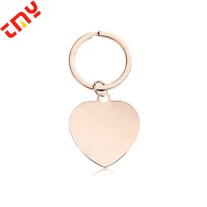 Precio al por mayor moderno logotipo personalizado oro rosa Acero metal oro Diy llavero con colgante