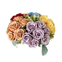YL Neuerscheinung Trendige Künstliche Blumen Rose Hochzeitsdekoration Florale Arrangements 7-Köpfiger Seiden-Simulationsrosenstrauß