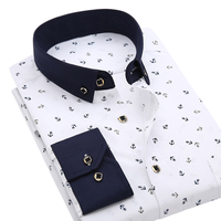 Camisa de Manga Larga Estampada para Hombre, Corte Ajustado, Moderna y Casual, Camisa Versátil para Jóvenes