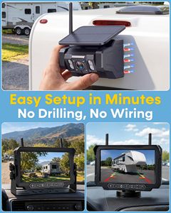 Caméra de recul solaire sans fil magnétique double 1080P vision nocturne avec moniteur 7 pouces antichoc installation facile Plug and Play pour camping-car et <span class=keywords><strong>remorque</strong></span> - Product Image 6