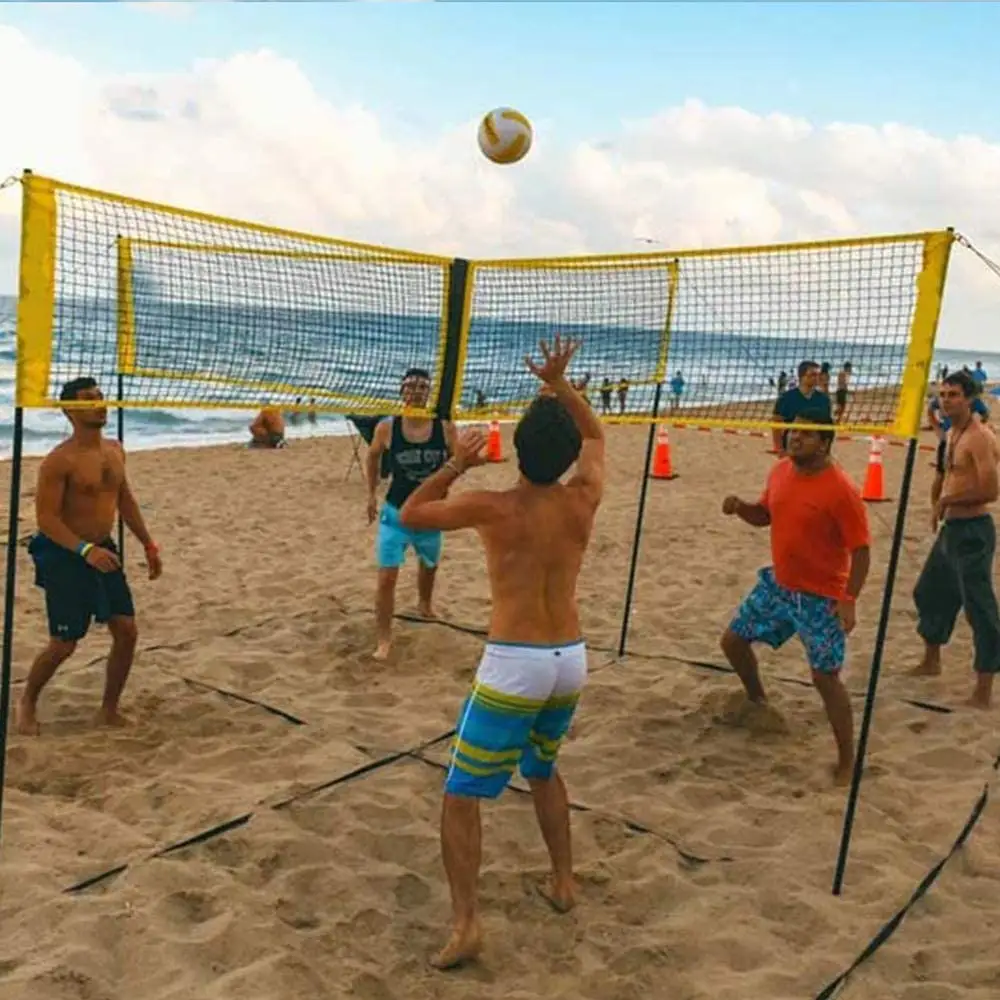 Red de voleibol de cuatro plazas para practicar al aire libre, juego profesional de playa, voleibol, red de tenis, bádminton