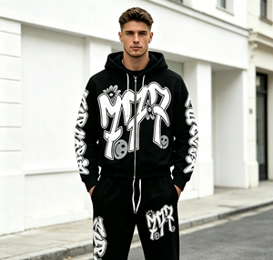 Conjunto de Sudadera con Capucha y Pantalones Largos Holgados con Estampado de Letras, Estilo Hip Hop Otoñal, Unisex, Estilo Europeo Americano - Product Image 3