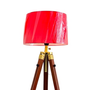 Lámpara de Pie Ajustable de Aluminio y Madera Pulida con Pantalla Rosa, Elegante Iluminación de Pie para Hogar, Oficina, Dormitorio, Focos - Product Image 2
