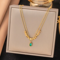 Collier unisexe en acier inoxydable plaqué or PVD 18 carats, étanche, avec pendentif cœur turquoise et queue d'avion vintage, idéal pour les fêtes