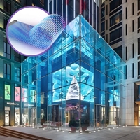 Écran LED ultra-fin transparent holographique 3D 4K pour affichage publicitaire sur film LED mural vidéo