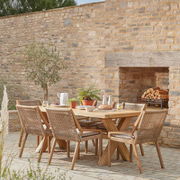 Ensemble de salle à manger en teck pour l'extérieur, meubles de jardin, table et chaises pour hôtel, villa, complexe hôtelier