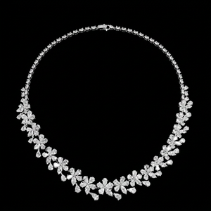 25.00 CTW Lab Grown Diamond <b>Statement</b> <b>Necklace</b> | Mixed Cut Dangle Eternity Collar - Product Image 1