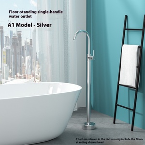 Duy nhất-xử lý Brass đơn lập bồn tắm vòi nước phòng tắm tầng gắn bồn tắm phụ mềm phun mô hình van gốm chải - Product Image 4