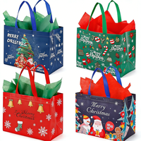 Sac de courses personnalisé pour Noël et le Nouvel An, cadeau pour enfants, sac non tissé recyclable imprimé en couleur, laminé à chaud, pour les fêtes
