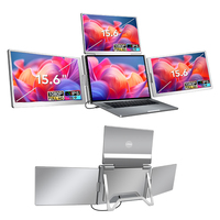 Moniteur quadruple Type-C pour MacBook Air Pro M1 M2 M3 M4 15,6 pouces FHD IPS, extension d'écran triple portable compatible Windows