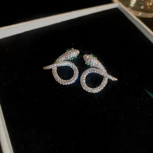 High Quality Women Fashion Chain Choker Rhinestone Zircon Necklace Earrings Studs Snake Shaped Jewelry <b>Set</b> - Product Image 6