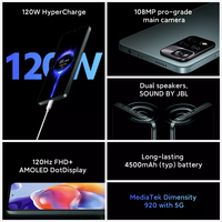 Original pour Xaomi Remi Note 11 Pro 6,6 pouces 5G Smartphone Android MIUI 11 Appareil photo déverrouillé avec charge rapide