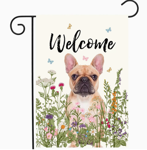 Drapeaux de jardin pliables personnalisables promotionnels printemps-été avec motif floral et design Boston Terrier – Panneau extérieur, cadeau - Product Image 1