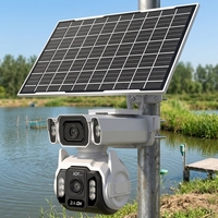 Cámara Solar 4G con Tarjeta SIM, Doble Lente, 4G LTE, Cámara de Seguridad para Exteriores, 4MP, Audio Bidireccional, Visión Nocturna, Seguimiento de Movimiento Humano, Integrada