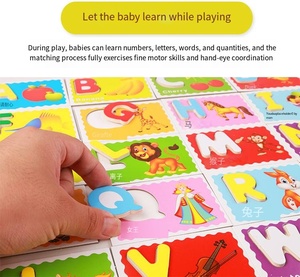 Tarjetas de reconocimiento de alfabeto de madera para aprendizaje divertido, tablero a juego de educación temprana para niños de 2 a 3 años, juguetes de bloques para - Product Image 3