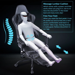 Günstige Peru Marke Preis Top 10 Hot Sale Online blau schwarz Massage verstellbare Armlehne Gaming Stuhl mit Fuß stütze und Massage - Product Image 4