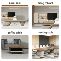 Bureau de direction moderne en forme de L noir, durable, écologique, de luxe, pour PDG, grand bureau de direction, poste de travail de manager, mobilier de bureau