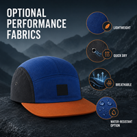 Cappellino da Campo a Cinque Pannelli in Nylon Personalizzato, Leggero, per Sport all'Aperto, con Patch in Gomma, Stampa Riflettente e Cinturino Regolabile