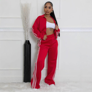 Tuta da <span class=keywords><strong>Donna</strong></span> con Striscia Laterale, Set 2 Pezzi, Top Corto con Zip e Cappuccio Sexy e Pantaloni Jogger, Completo Invernale Caldo - Product Image 4