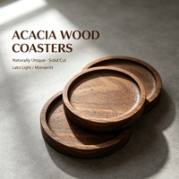 Sous-verres personnalisés en bois d'acacia naturel avec rebord surélevé, pour la décoration de la maison et du bureau