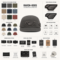 Gorra de Camper de Algodón Lavado de 5 Paneles con Parche de Cuervo, Estilo Vintage, Estilo Urbano, Unisex, Etiqueta Personalizada, Directo de Fábrica