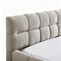 Cadre de lit capitonné de luxe taille Queen, en tissu chenille épais, lit plateforme, cadre en bois massif à profil bas