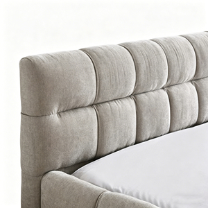 Luxury Queen Size Upholstered <strong>Bed</strong> <strong>Frame</strong> Thick Chenille Fabric Platform <strong>Bed</strong> Solid Wood <strong>Low</strong> Profile <strong>Frame</strong> - Product Image 2