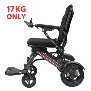 Cadeira de rodas elétrica dobrável para deficientes físicos, cadeira de rodas elétrica leve de 17kg