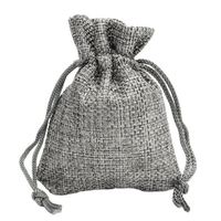 Sacs en toile de jute grise fabriqués en Chine sac à cordon en toile de jute petite faveur de mariage cadeau de jute emballage de bijoux pochette affichage de bijoux