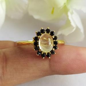 Bague de fiançailles en argent sterling plaqué or faite à la main grenat unique novembre pierre de naissance réglage Boho Hippie Style Fine - Product Image 2